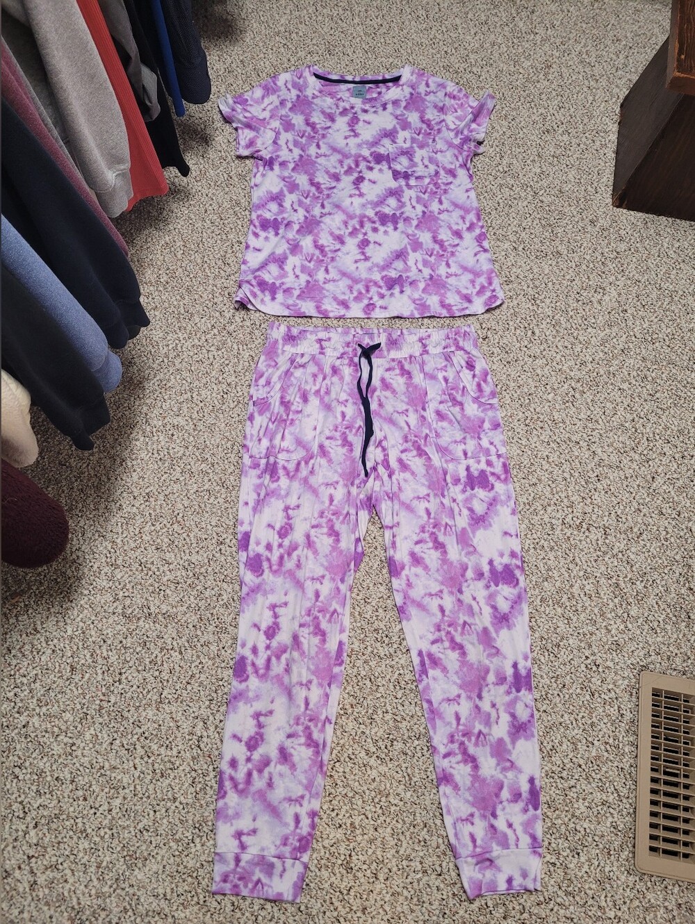 Purple and White Tie-Dye PJs/Lounge Set